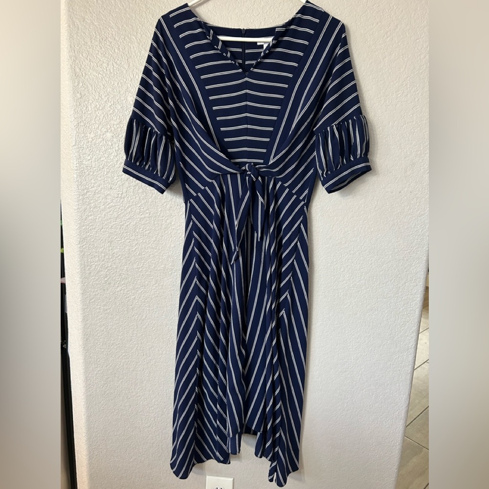 Nordstrom Rack find! London Times Navy White Striped Dress Size 4